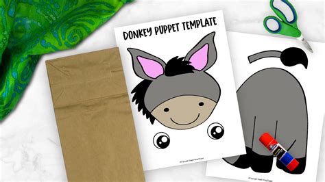 Free Printable Donkey Paper Bag Puppet Template Simple Mom Project