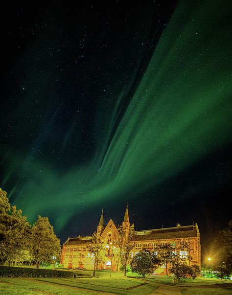 Northern Light Over Ntnu Main Building Hovedbygningen