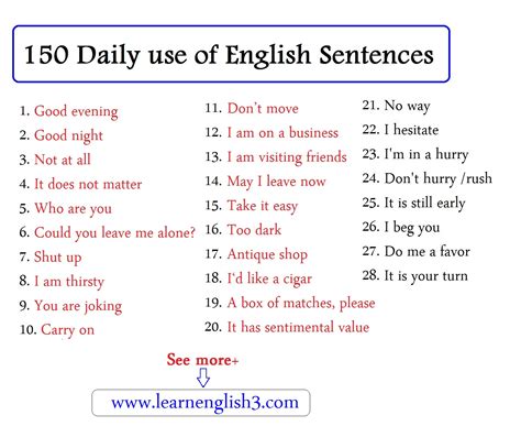 150 Daily Use Of English Sentences