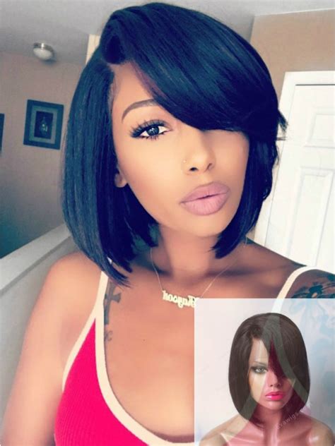 Cute Side Bangs Bob Lace Front Human Hair Wig Lace Front