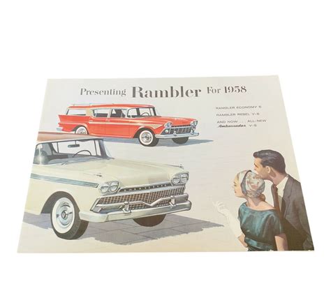 Nash Rambler Advertisement Fold Out Car Ad Sign Pamphlet Vtg 1958 Rebel