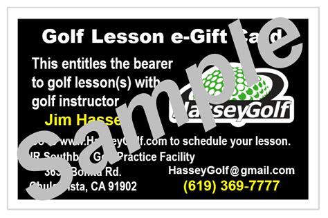 A printable music certificate template will help you in coming up with the best music certificate for your child. Golf Lesson e-Gift Cards | Hassey Golf