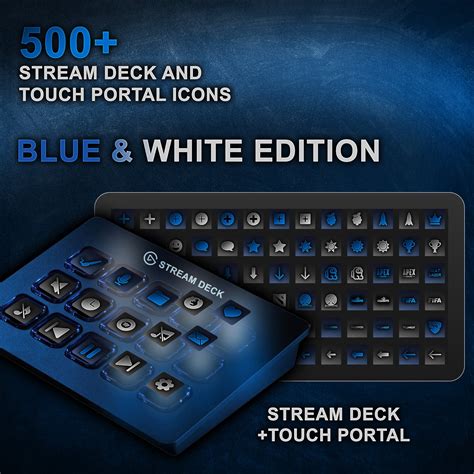 500 Stream Deck And Touch Portal Icon Set Blueandwhite Silver Stars