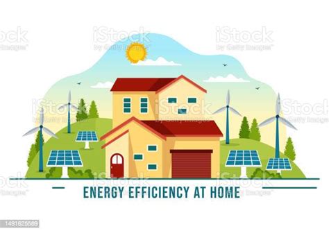 Energy Efficient At Home Vector Illustration Of Smart House Technology