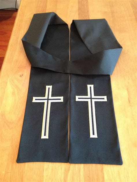 Clergy Stole Black With Silver And Gold Cross Etsy