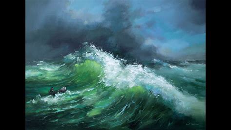 How To Paint A Stormy Ocean In Acrylic Gnmadhu Acrylicpaintings Youtube