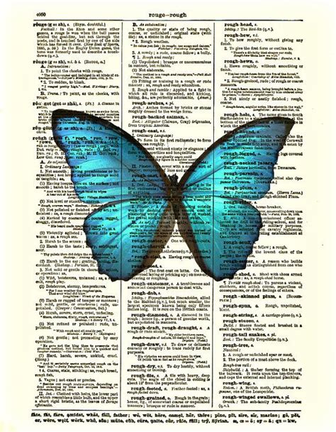 Morpho Blue Butterfly Printed On An Antique Dictionary Page Etsy