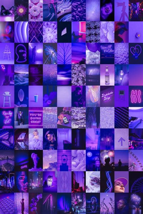 100 Pcs Purple Aesthetic Wall Collage Kit Digital Download Inspire