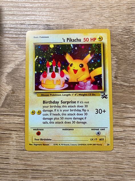 Pikachu Birthday Card Custom Made Pokémon Card Promo Non Holo Etsy