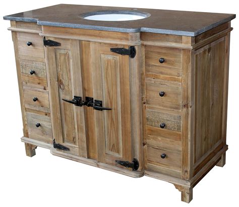 Clean lines and plenty of drawer space make this classic double bathroom vanity the perfect piece for your bathroom or guest bath. 48" Handcrafted Reclaimed Pine Solid Wood Single Fridgey ...