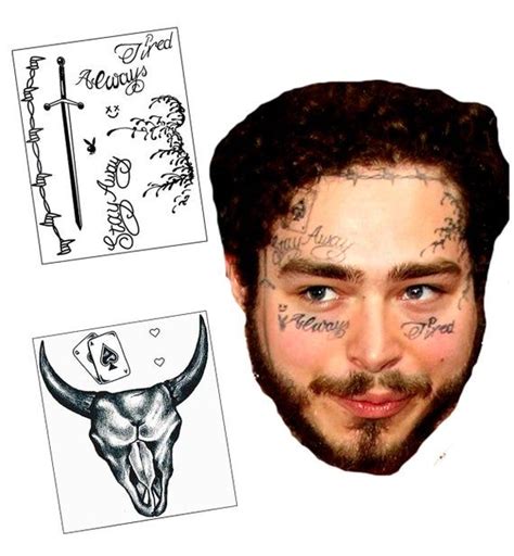 Updated Post Malone Inspired Face Temporary Tattoos Etsy Post Malone Halloween Tattoos