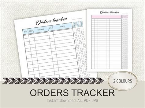 Order Tracker Printable Small Business Planner Template Pdf Etsy