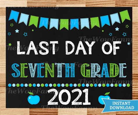Last Day Of Seventh Grade Sign Last Day Of 7th Grade Sign Etsy