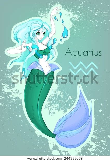 Zodiac Sign Aquarius Beautiful Girl Mermaid Stock Vector Royalty Free