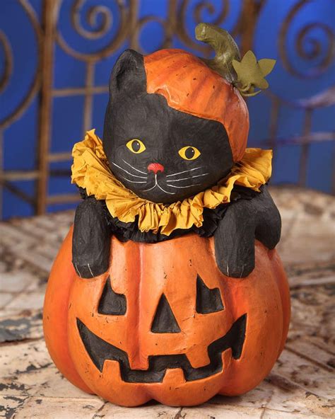 Bethany Lowe Cat In Jack O Lantern Halloween Decor Diy Halloween