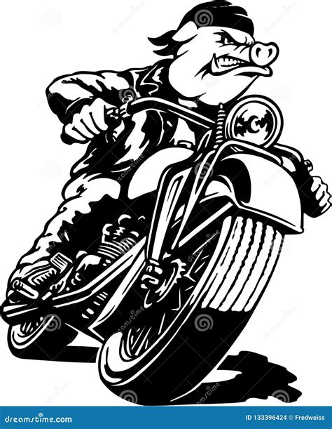 Motorcycle Hawg Cartoon Illustration Stock Vector Illustration Of