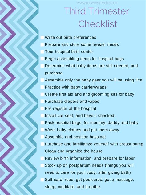Top Collection Printable Third Trimester To Do List