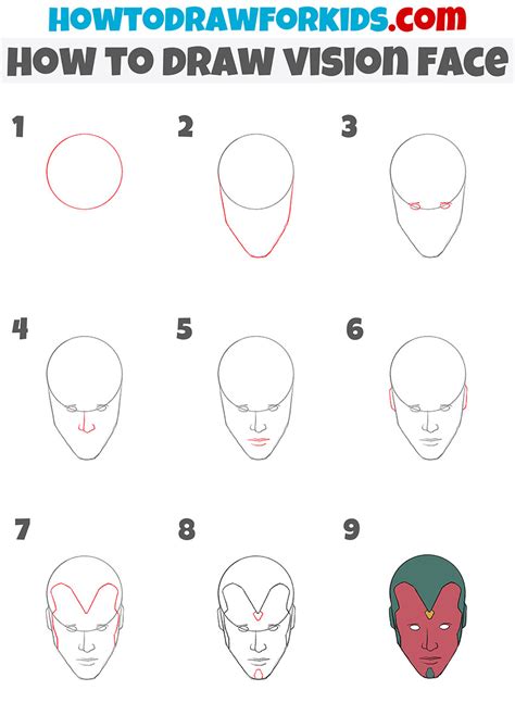 How To Draw Vision Face Easy Drawing Tutorial For Kids