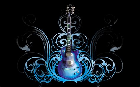 Fond Décran Illustration Guitare Symétrie Bleu Conception