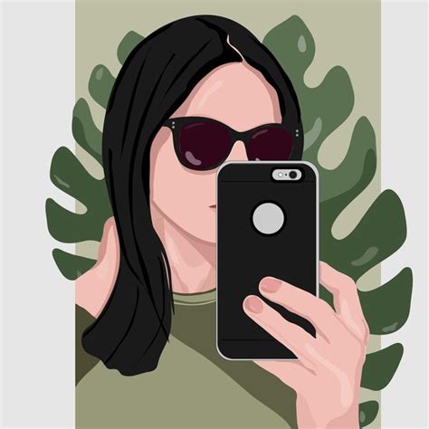 premium vector girl making selfie flat illustration