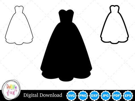 Wedding Dress Outline Patterns Dfx Eps Pdf Png And Svg Cut Files Ubicaciondepersonascdmx
