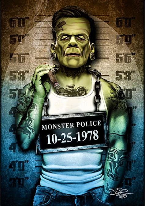 Frankenstein S Monster Police Photo Frankenstein Art Horror Art