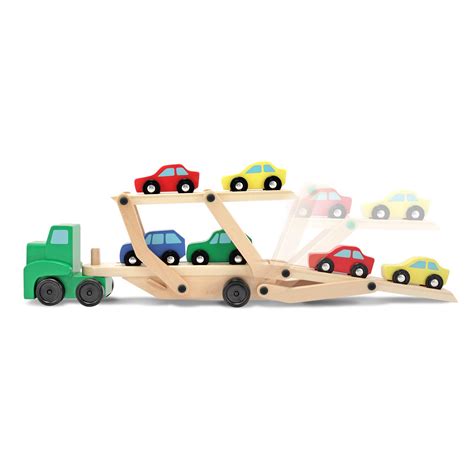 Melissa And Doug Car Carrier Truck And Cars Wooden Toy Set Compatible With