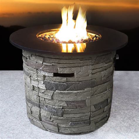 Natural Gas Fire Pit Table Real Flame Baltic 50 Inch Rectangle Natural Gas Fire Pit
