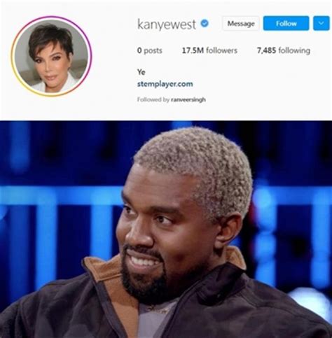 kanye west uses kris jenner s photo as his instagram profile picture