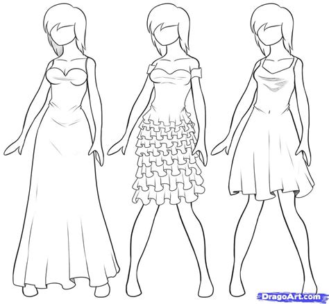 How To Draw Dress Sketches Step By Step Sketch Drawing Idea