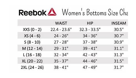 Reebok Size Chart Women's