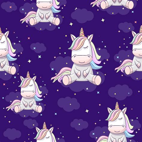 Seamless Pattern With Unicorn On A Background Of The Night Sky Texture