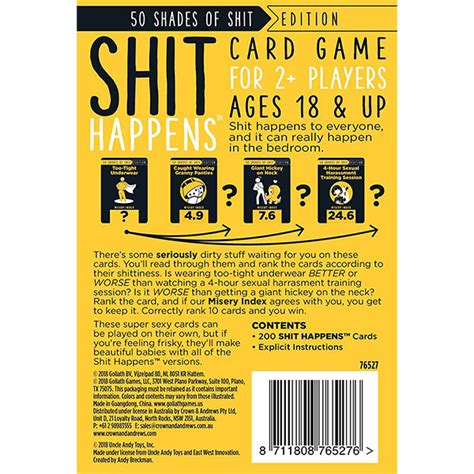 Shit Happens 50 Shades Of Shit Adult Party Game Mind Games Canada