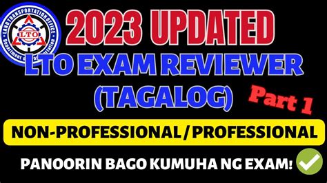 2023 Lto Exam Reviewer For Non Professional Drivers License In Tagalog