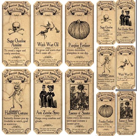 Surviving Halloween Apothecary Labels Stickers 2 Sizes Scrapbooking