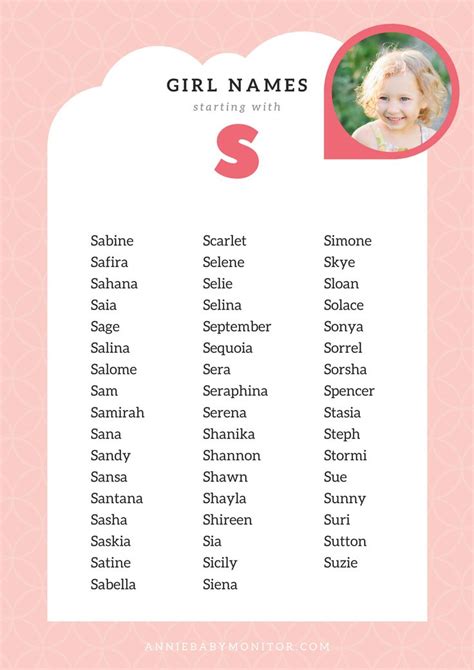 50 Unique Baby Girl Names Starting With S Unique Girl Names Baby