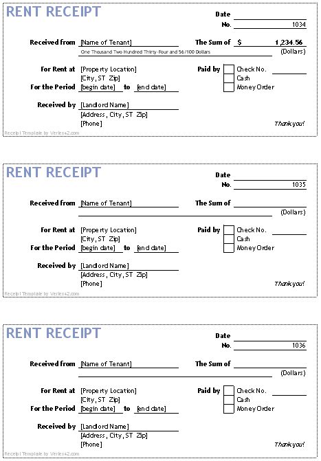 Free Receipt Template Rent Receipt And Cash Receipt Forms