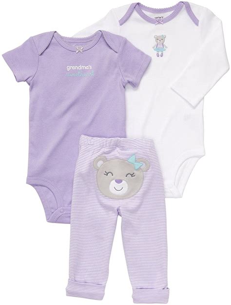 Carters Baby Girls Purple Bear 3 Piece Layette Set Awesome Product