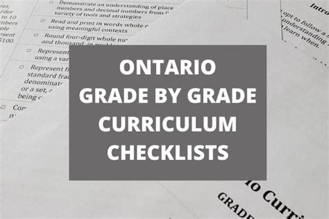 Ontario Curriculum Checklists For Grades 1 To 8