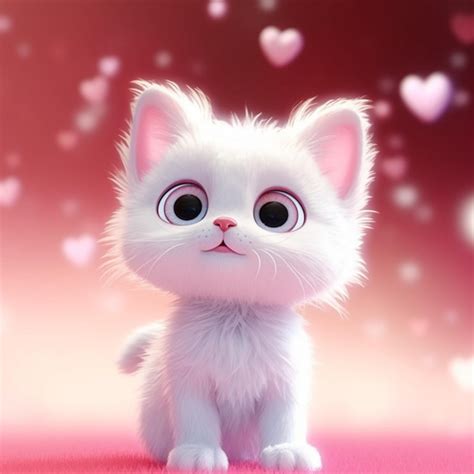 Premium Ai Image Cute Cat Love Themed Generative Ai