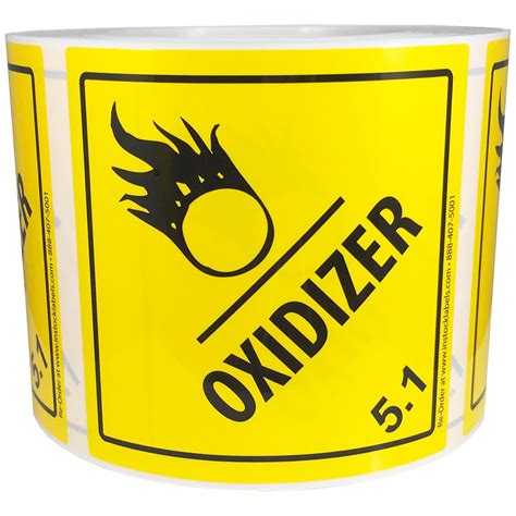 Laminated DOT Oxidizer 5 1 Hazmat Labels 4 X 4 InStockLabels Com