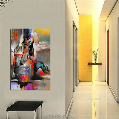 New Hand Painted Abstract Art Canvas Oil Painting Nude Naked Girl