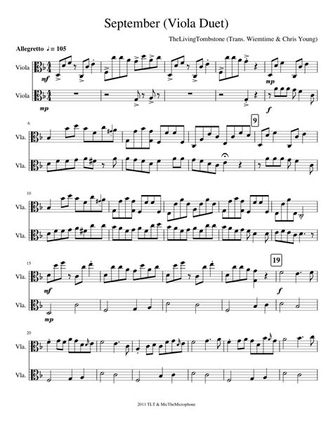 September Viola Duet Sheet Music For Viola Download Free In Pdf Or Midi