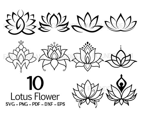 Lotus Flower Svg Cut File Lotus Flower Clip Art Silhouette Etsy