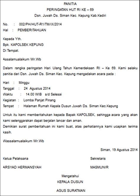 Contoh Sampul Depan Surat Permohonan Izin Kegiatan Risma Di Rt - Surat