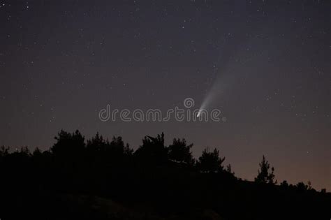 Comet Neowise In The Starry Night Sky Stock Image Image Of Background