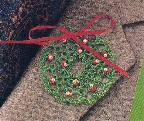 free tatted christmas wreath ornament pin pattern needle tatting patterns tatting patterns