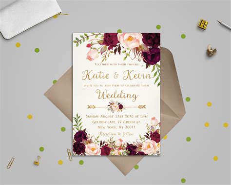 floral wedding invitation template wedding invitation
