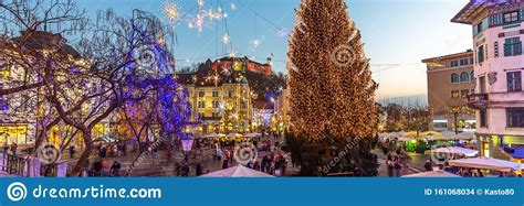 Romantic Ljubljana S City Center Decorated For Christmas Holidays