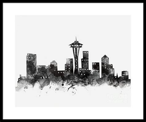 Seattle Skyline Framed Print By Monn Print Seattle Skyline Art Art